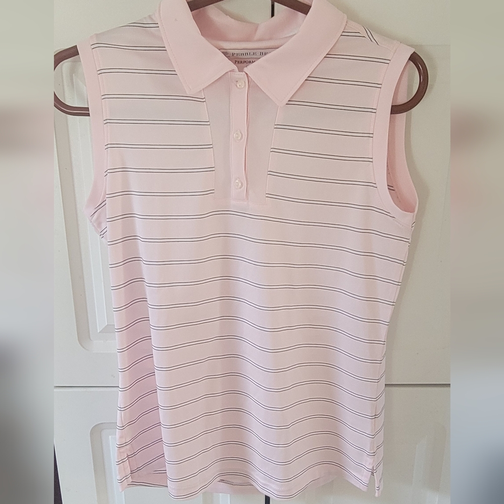 Pebble Beach Performance Ladies Collared Sleeveless Golf Shirt